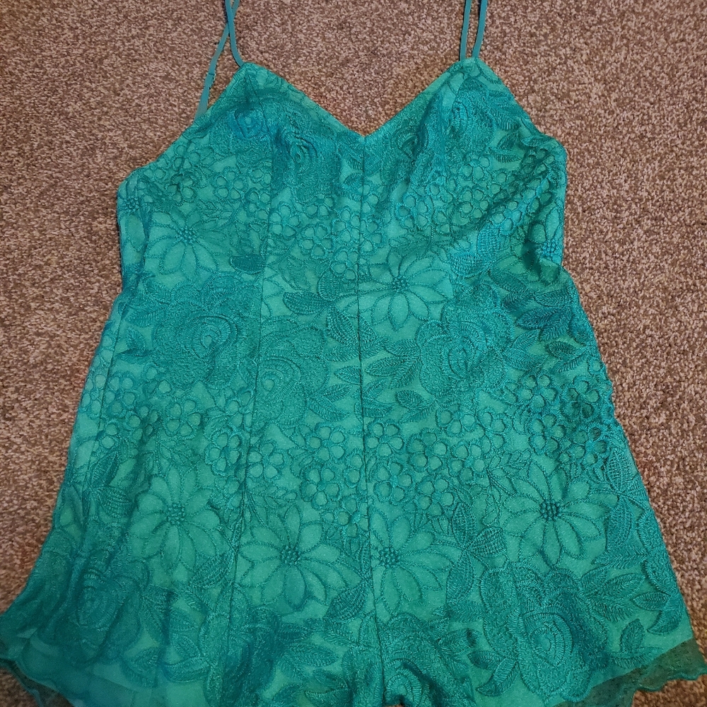 Green Lace Romper